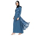 Designer Shrug with Inner abaya- French Blue